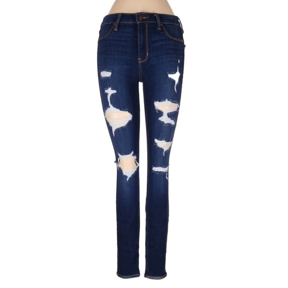 Hollister Denim - 𝅺hollister High-Rise Ripped Dark Wash Jean Leggings